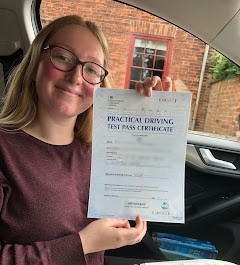 Huge congratulations for Sarah Hendriksen who passed at Alvaston today. Just one driver error and first time. Top drive ? Pilots licence next which no doubt your breeze. Been a pleasure teaching you, all the best for the future 