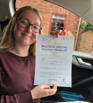 Huge congratulations for Sarah Hendriksen who passed at Alvaston today. Just one driver error and first time. Top drive ? Pilots licence next which no doubt your breeze. Been a pleasure teaching you, all the best for the future 