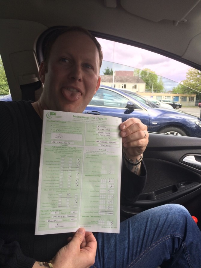 Huge congratulations to Kieran Horton on passing part 3 this morning in Pinner. Touch and go if I was going to make it in time with a horrendous 4 hour journey but with 5 mins to spare was worth the trip down?. Very pleased with how you performed considering the nerves and doubts before hand. No doubt worsened with not just me sat in but the extra examiner too. You have worked hard and it was a pleasure to watch you succeed. Back in Derby now(only 2 hour return trip) and just about to set off for Manchester for a days Part 3 training to meet some new PDI's. It was also nice to meet Faisal this morning and put a face to a name I have heard a lot about. A very relaxing examiner. Enjoy the moment Kieran remember I'm here if you need the support. 