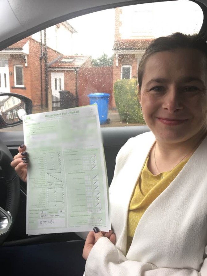 The smile says it all. Congratulations to Dominika Bielewicz who passed her Part 3 this afternoon at Alvaston test centre at the first attempt. This picture proves what hard work, dedication and perseverance can achieve all qualities that Dominika has displayed throughout her journey from day one. We have had some fun along the way Dominika , wishing you all the best with your new career and remember I'm at the end of a phone if you need any future help or advice ?